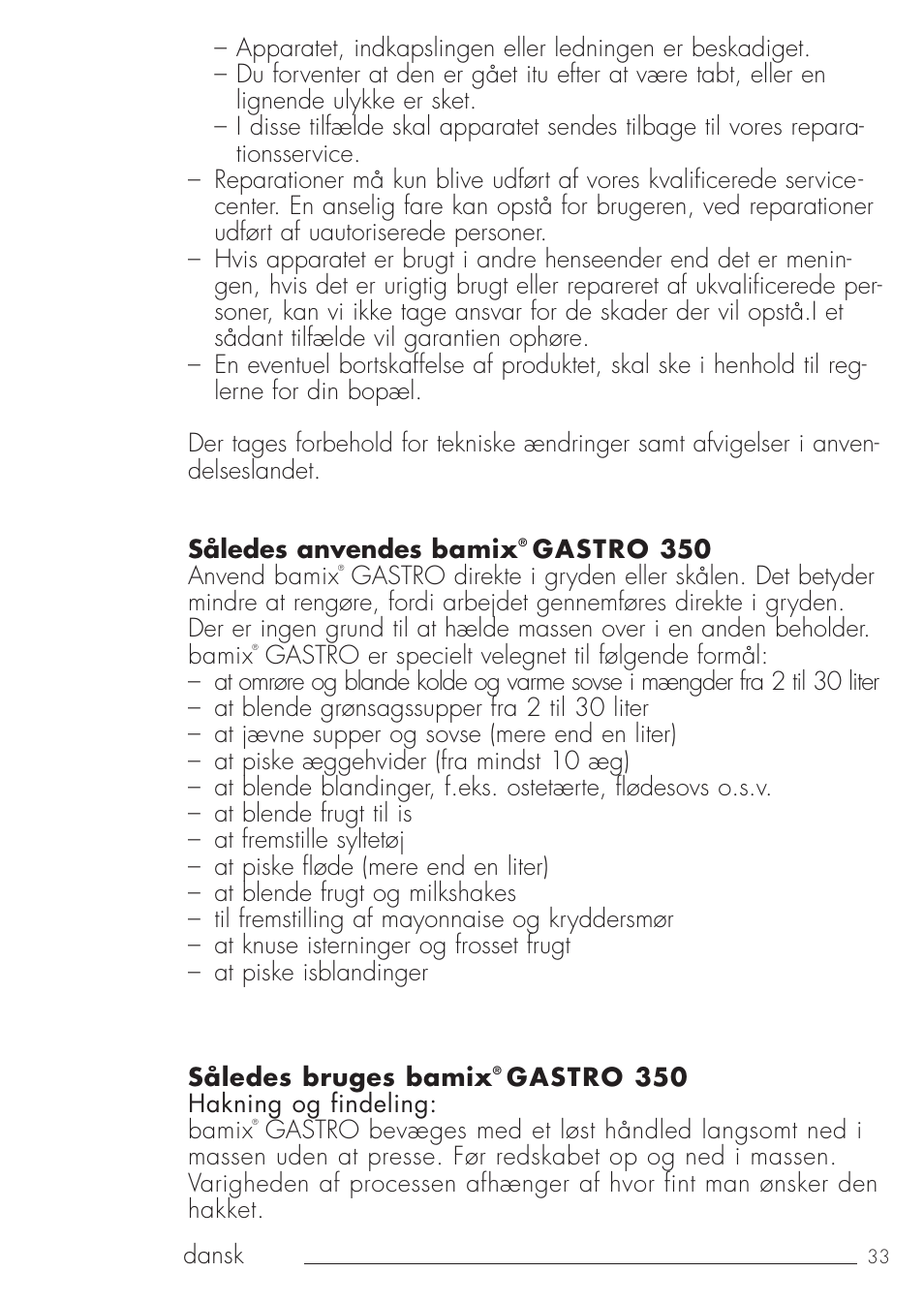 bamix Gastro 350 User Manual | Page 33 / 44