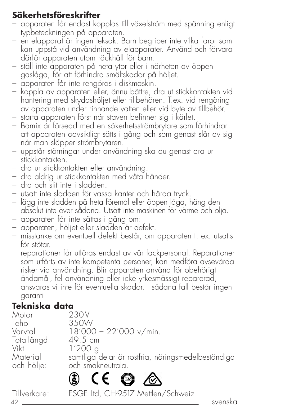 bamix Gastro 350 User Manual | Page 42 / 44