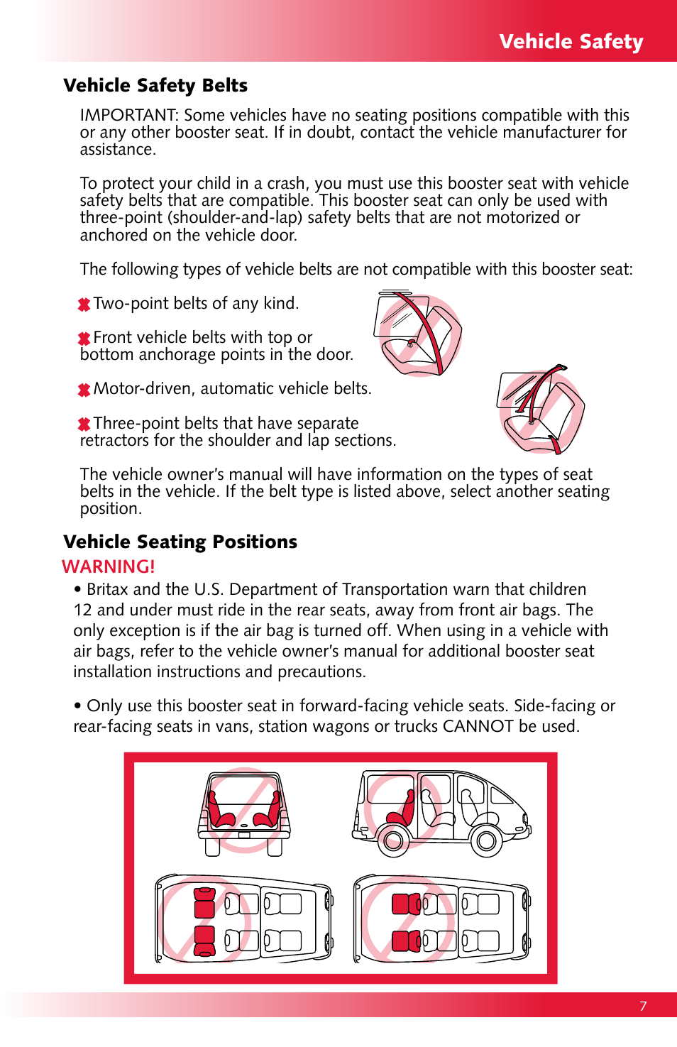 Vehicle safety | Britax Monarch User Manual | Page 7 / 20