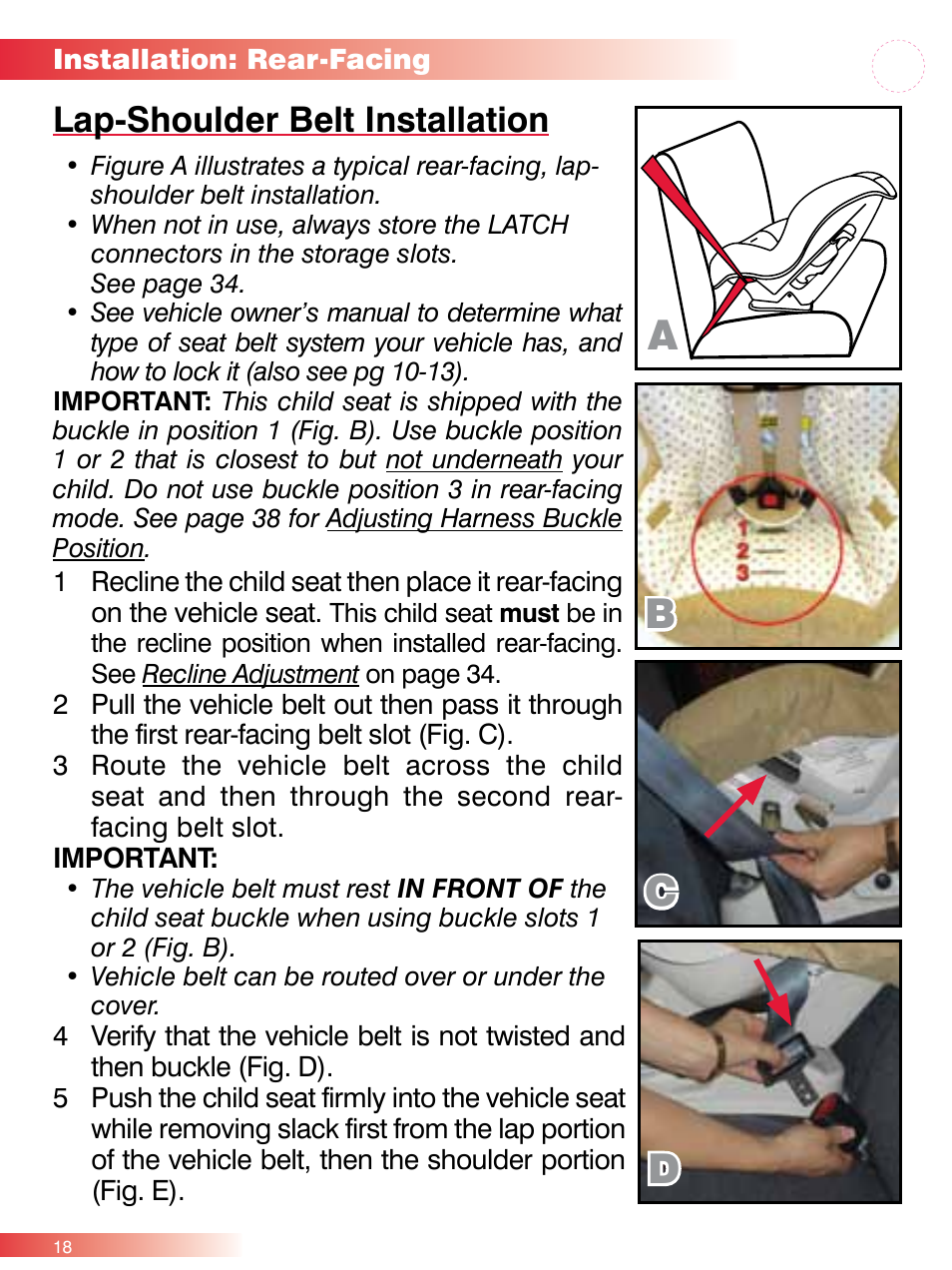 Db c, Lap-shoulder belt installation | Britax ROUND ABOUT 50 User Manual | Page 20 / 48
