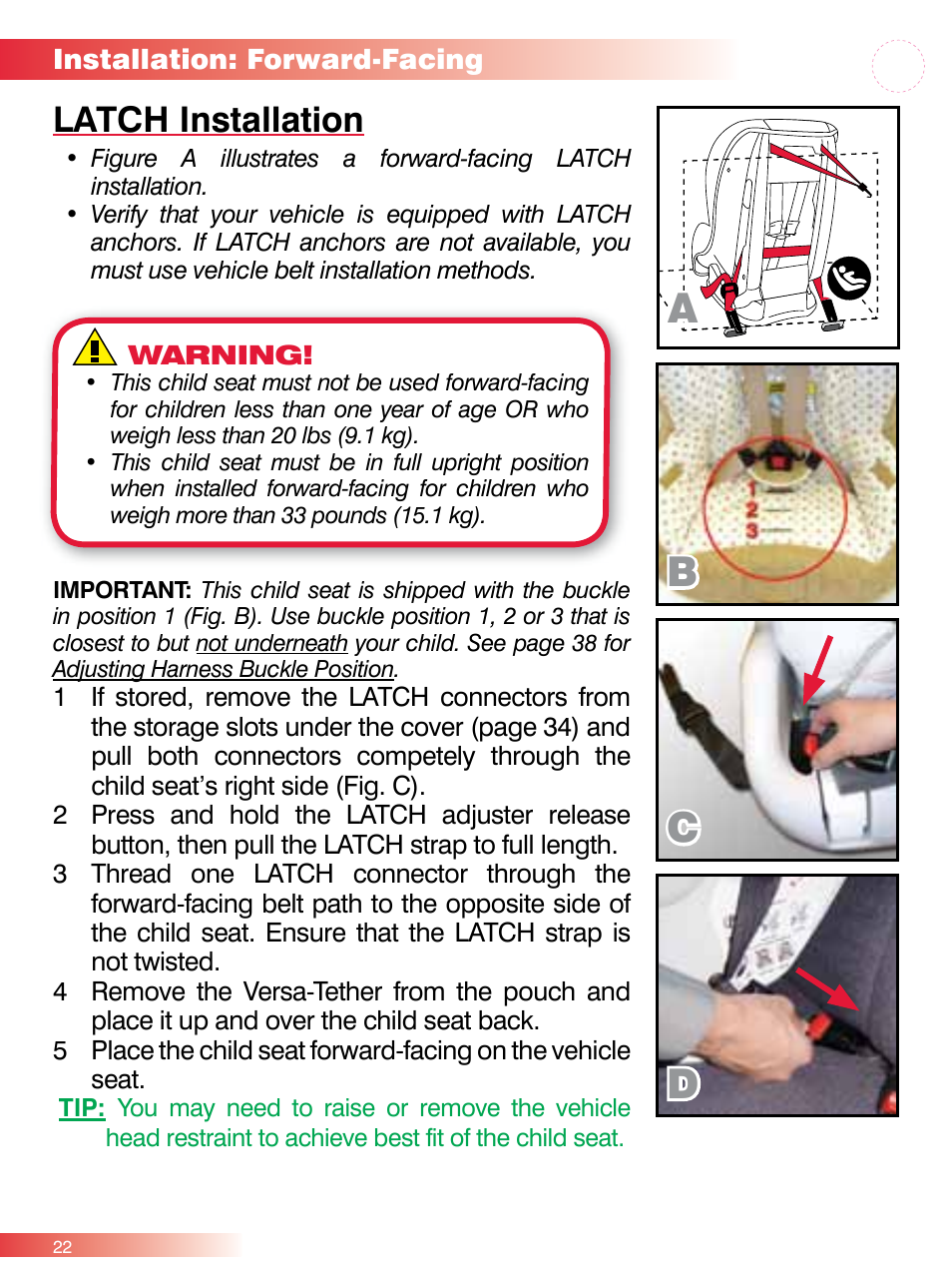 Latch installation | Britax ROUND ABOUT 50 User Manual | Page 24 / 48