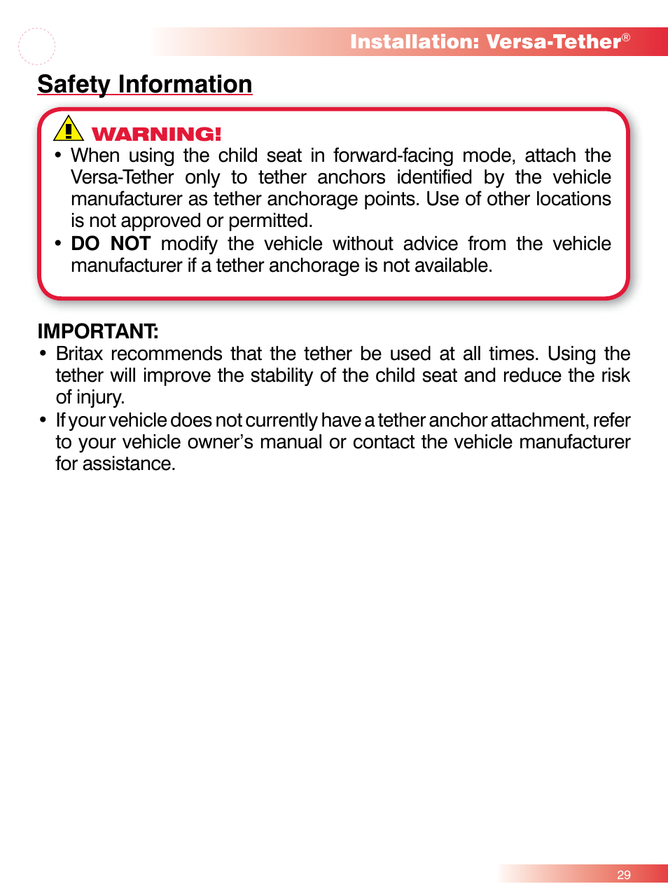 Safety information | Britax ROUND ABOUT 50 User Manual | Page 31 / 48