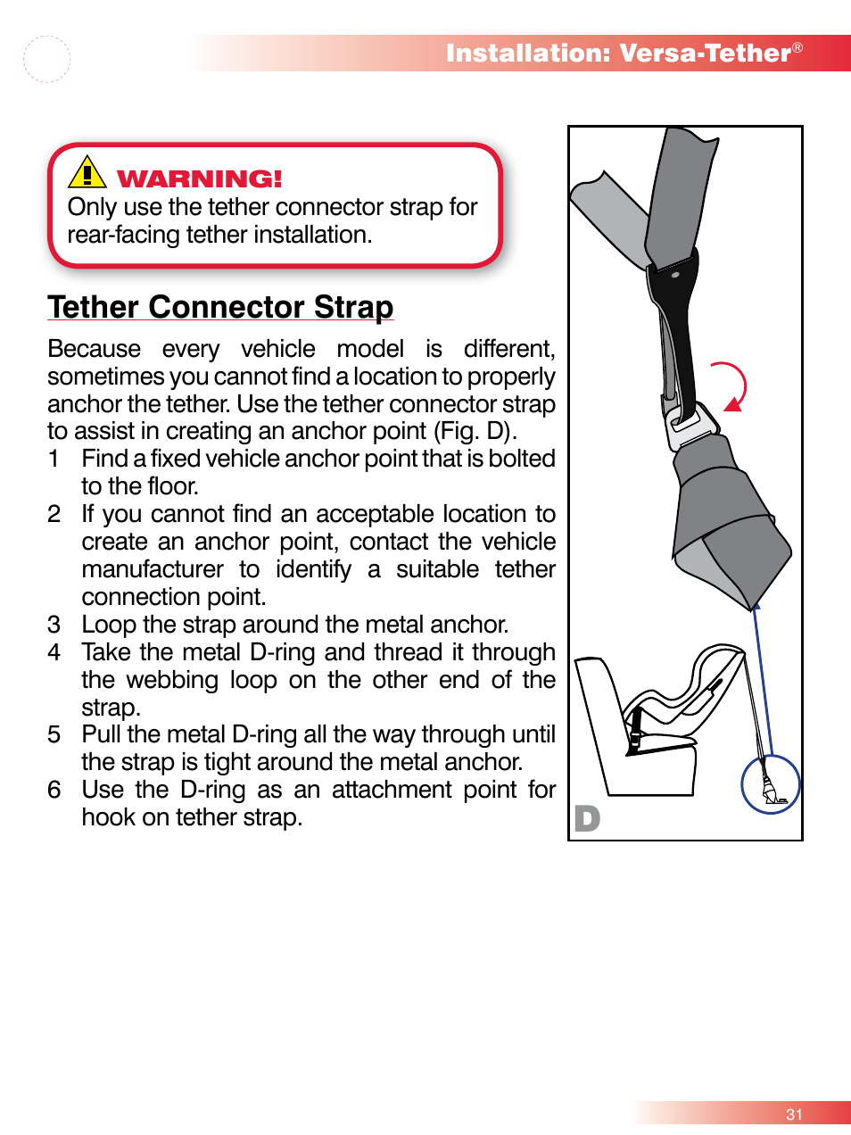 Tether connector strap | Britax ROUND ABOUT 50 User Manual | Page 33 / 48