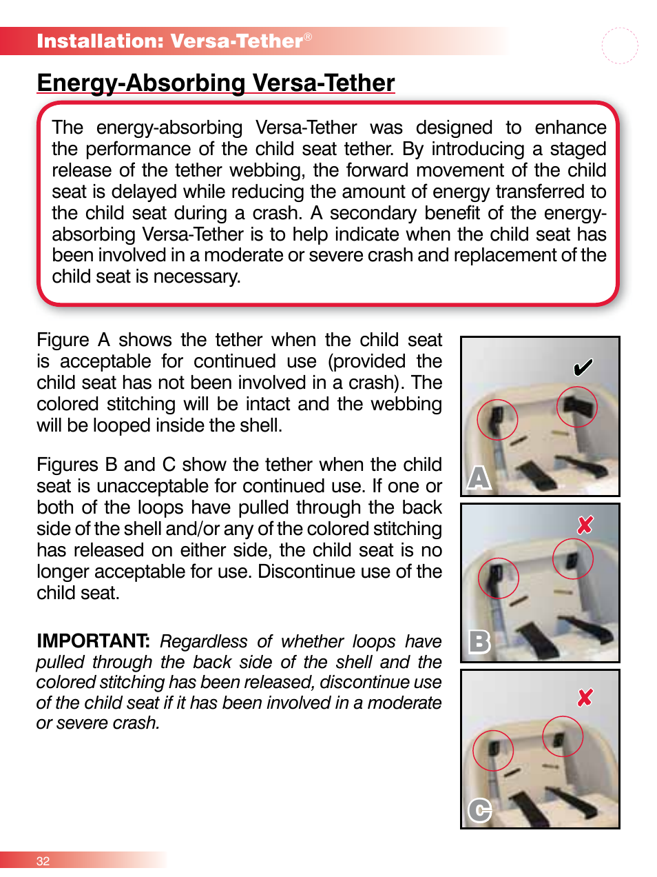 Ab c, Energy-absorbing versa-tether | Britax ROUND ABOUT 50 User Manual | Page 34 / 48