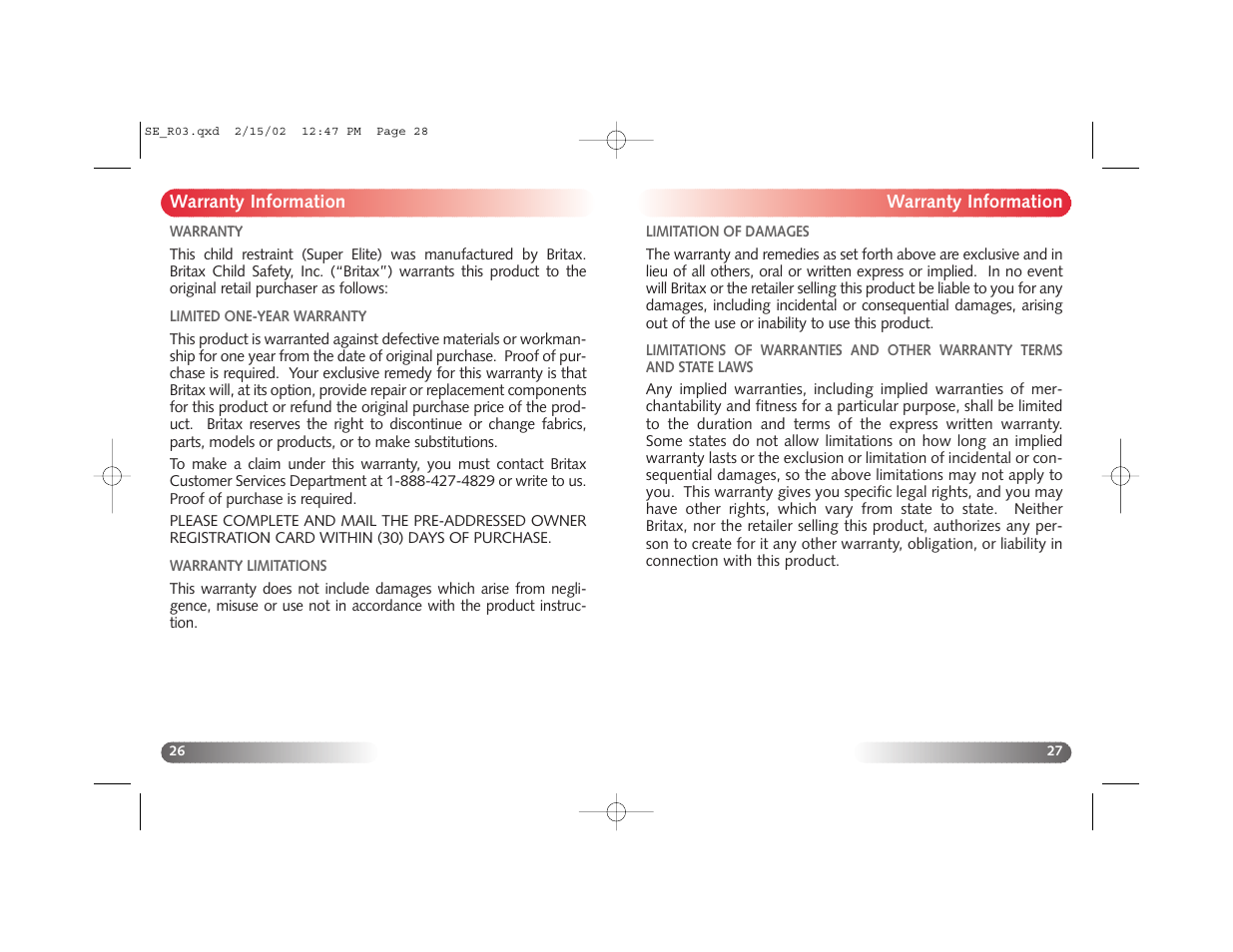 Britax Super Elite User Manual | Page 15 / 17