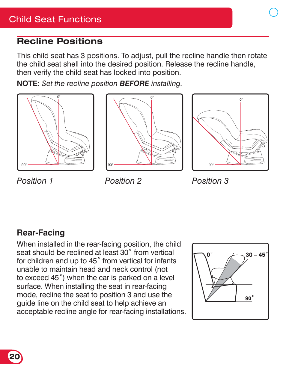 Recline positions, Rear-facing | Britax BOULEVARD 70 User Manual | Page 22 / 70