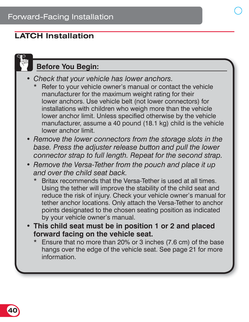 Britax BOULEVARD 70 User Manual | Page 42 / 70