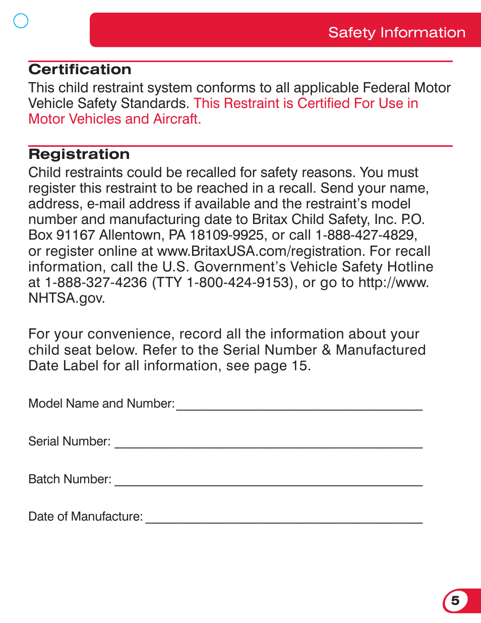 Britax BOULEVARD 70 User Manual | Page 7 / 70