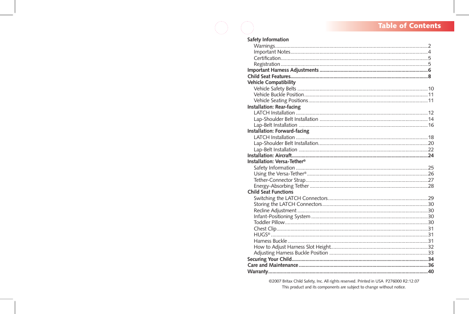 Britax Car Seat User Manual | Page 2 / 23