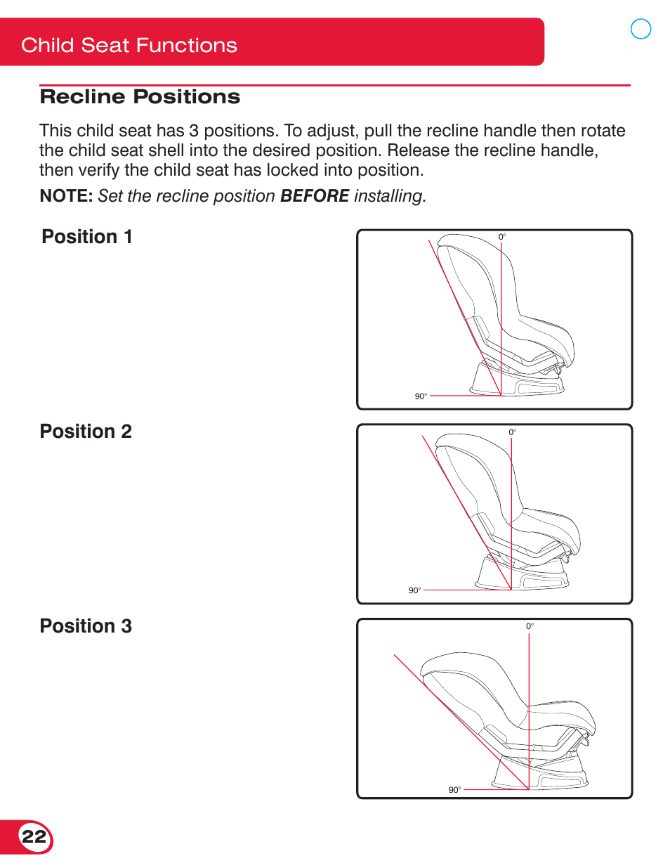 Recline positions | Britax ROUNDABOUT 55 User Manual | Page 24 / 70