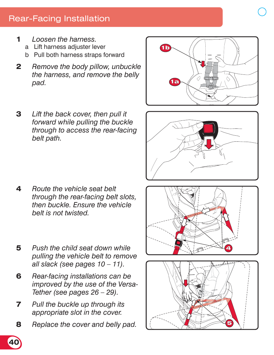 Rear-facing installation | Britax ROUNDABOUT 55 User Manual | Page 42 / 70
