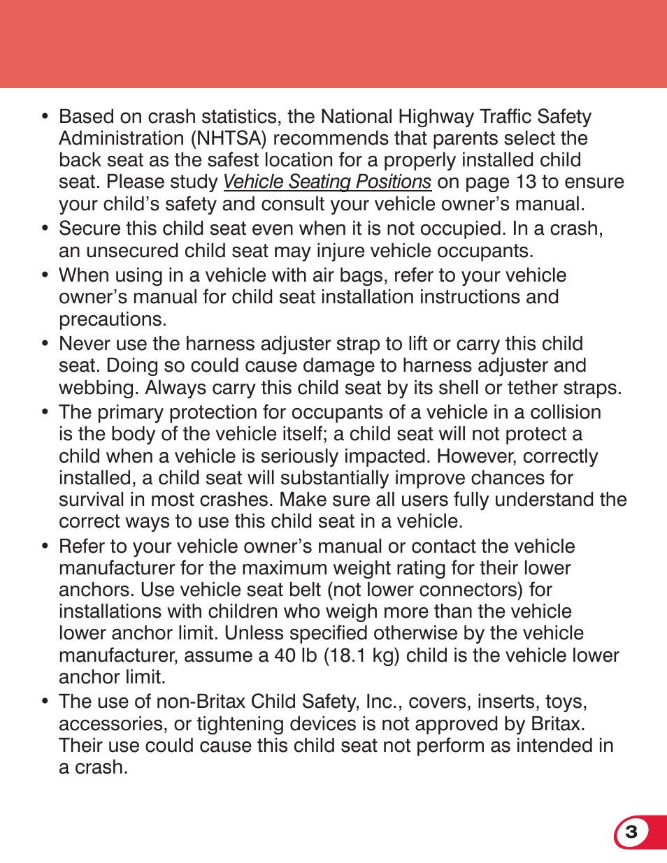 Britax ROUNDABOUT 55 User Manual | Page 5 / 70