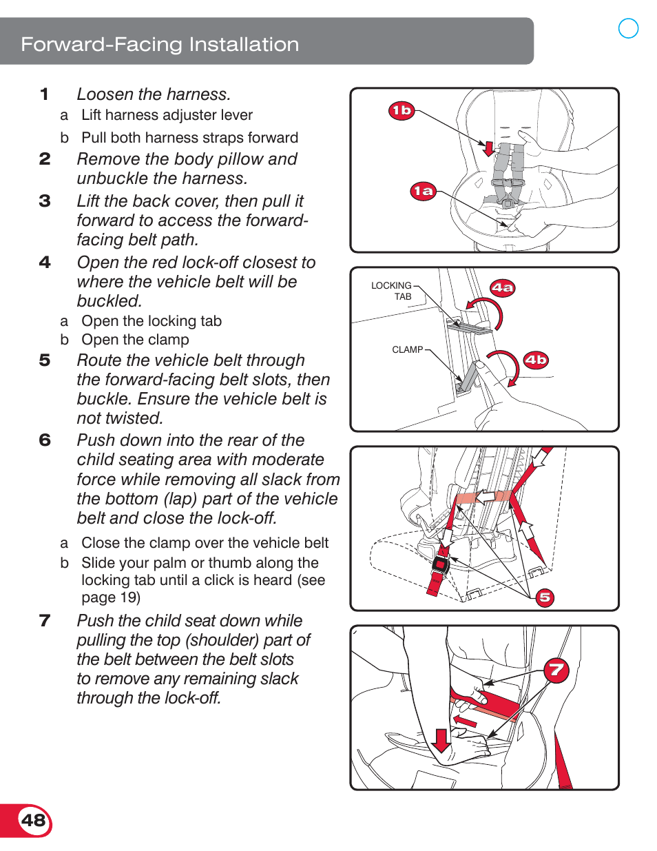 Forward-facing installation | Britax ROUNDABOUT 55 User Manual | Page 50 / 70