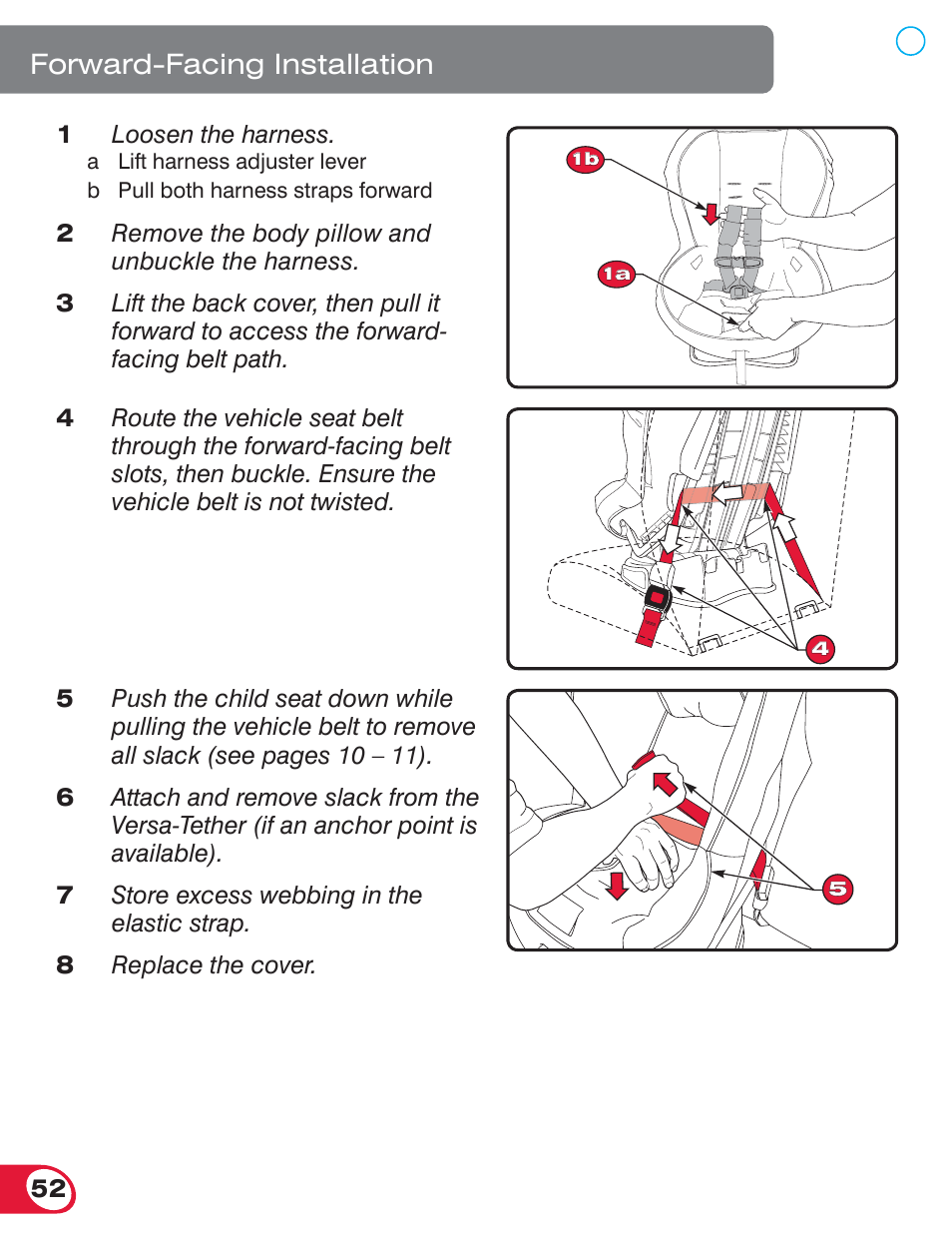 Forward-facing installation | Britax ROUNDABOUT 55 User Manual | Page 54 / 70