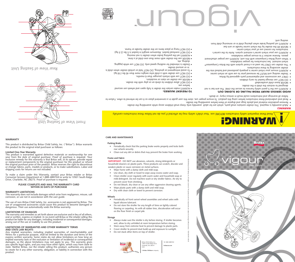 Britax Stroller User Manual | 3 pages