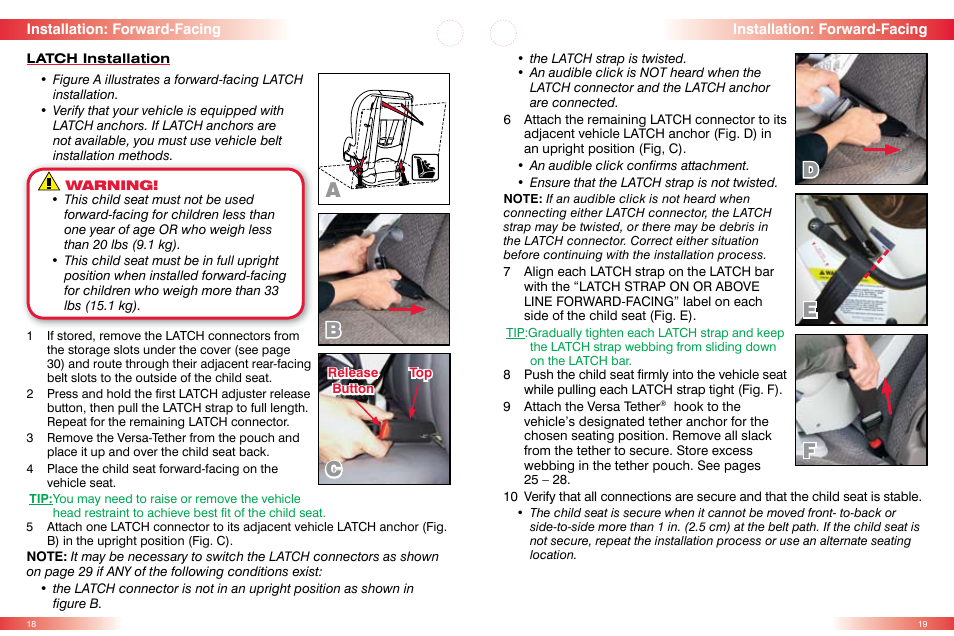 Ad b e f | Britax BOULEVARD CS User Manual | Page 11 / 24