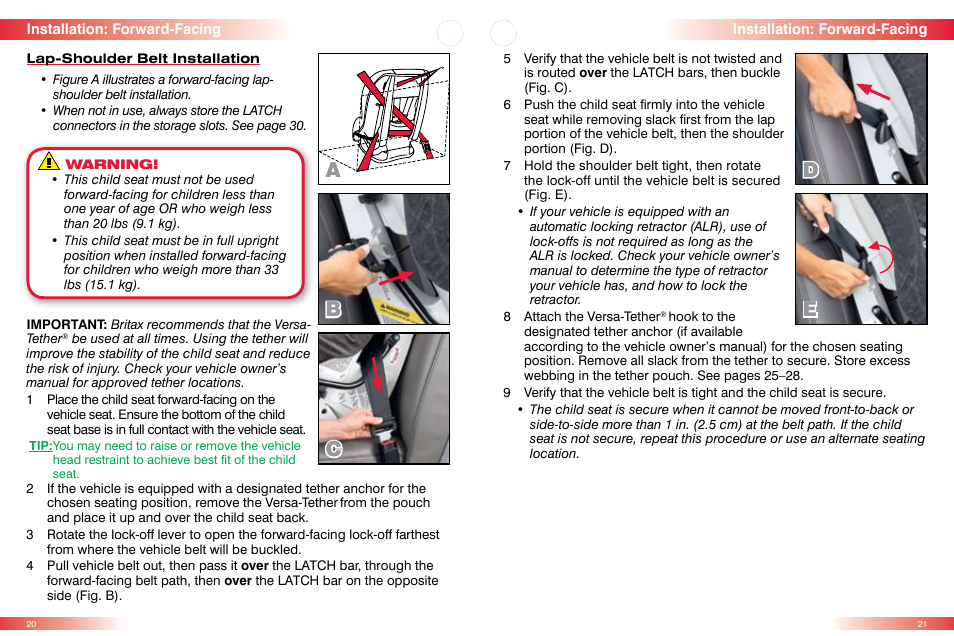Ad b e c | Britax BOULEVARD CS User Manual | Page 12 / 24