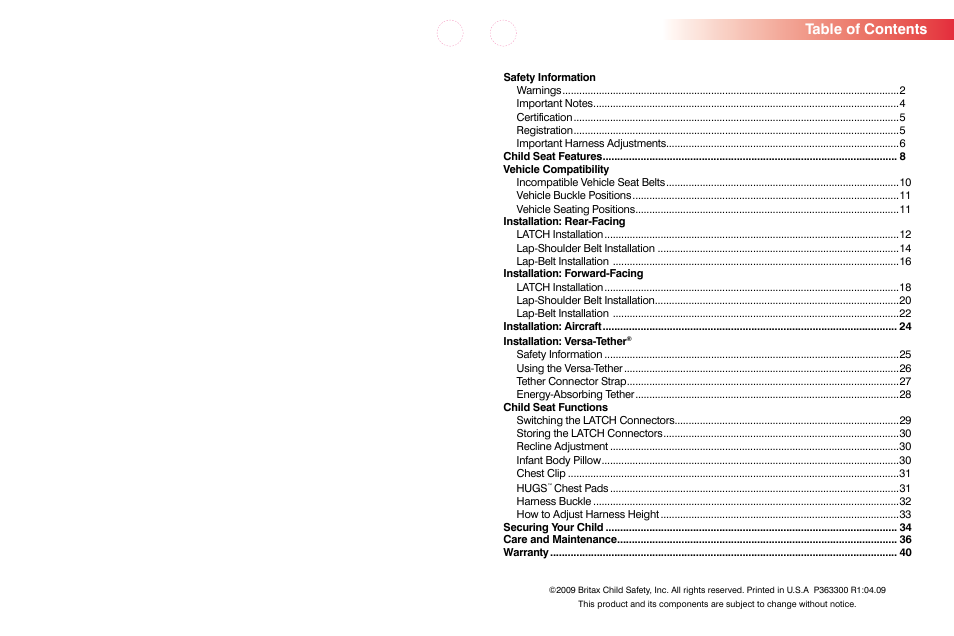 Britax BOULEVARD CS User Manual | Page 2 / 24