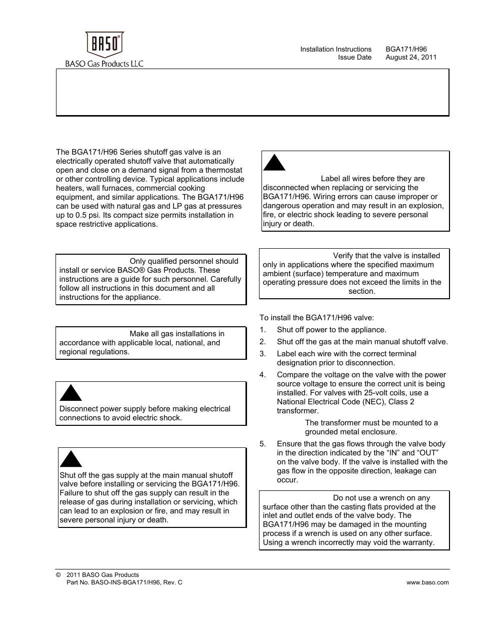 BASO BGAH96 Series BASOTROL User Manual | 5 pages