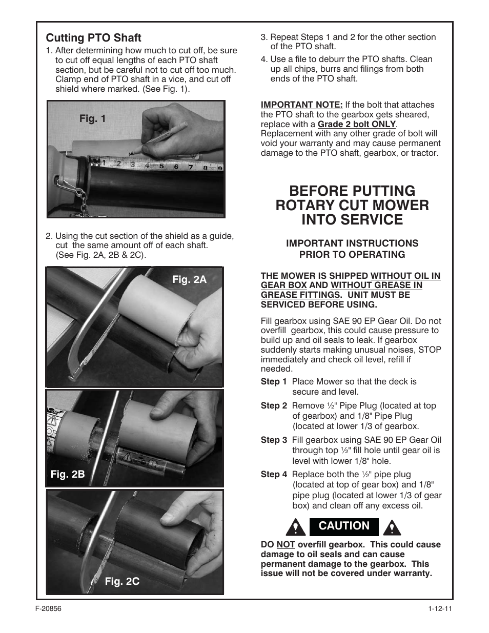 Before putting rotary cut mower into service | Behlen 80110060YEL User Manual | Page 8 / 15