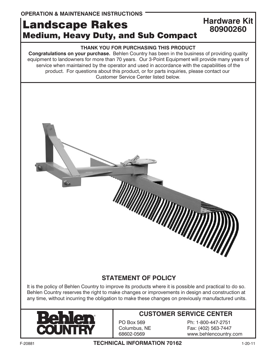 Behlen 80110640YEL User Manual | 9 pages