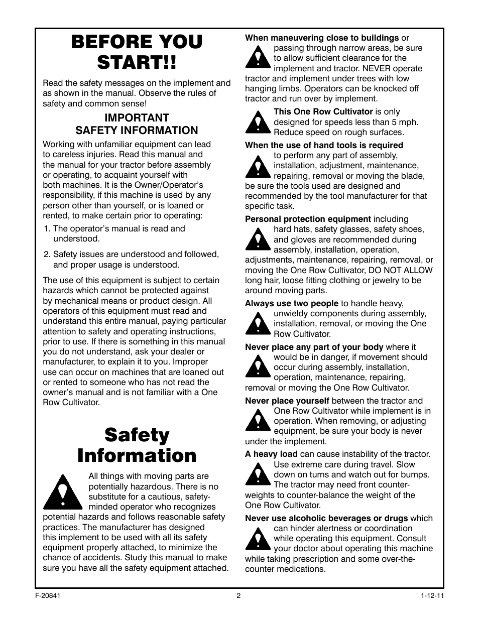 Before you start, Safety information | Behlen 80111500YEL User Manual | Page 3 / 9