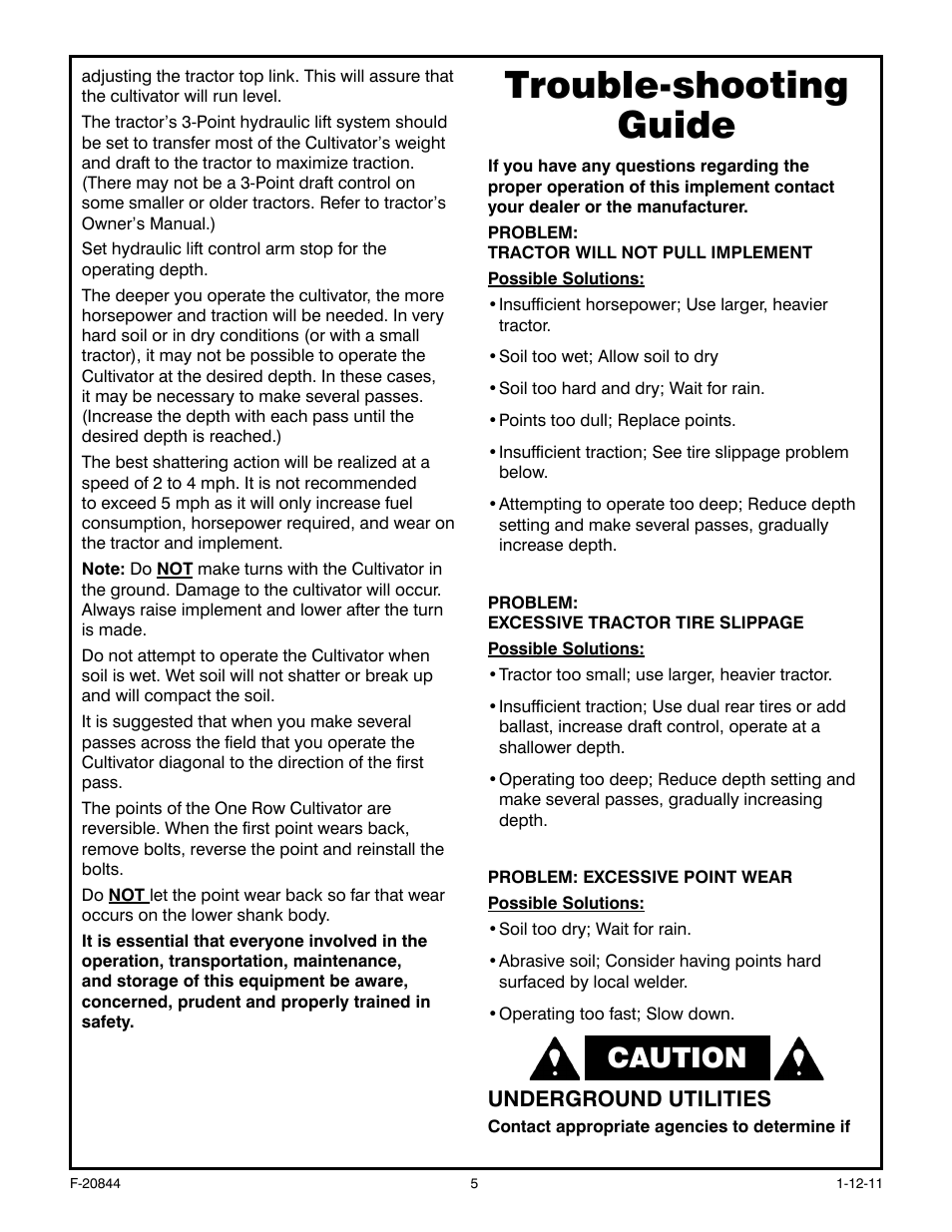 Trouble-shooting guide, Caution | Behlen 80111500YEL User Manual | Page 6 / 9