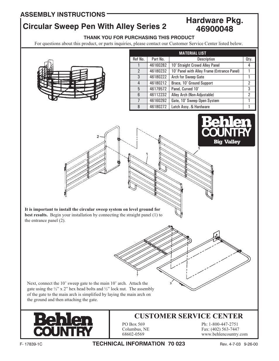 Behlen 46079532 User Manual | 4 pages