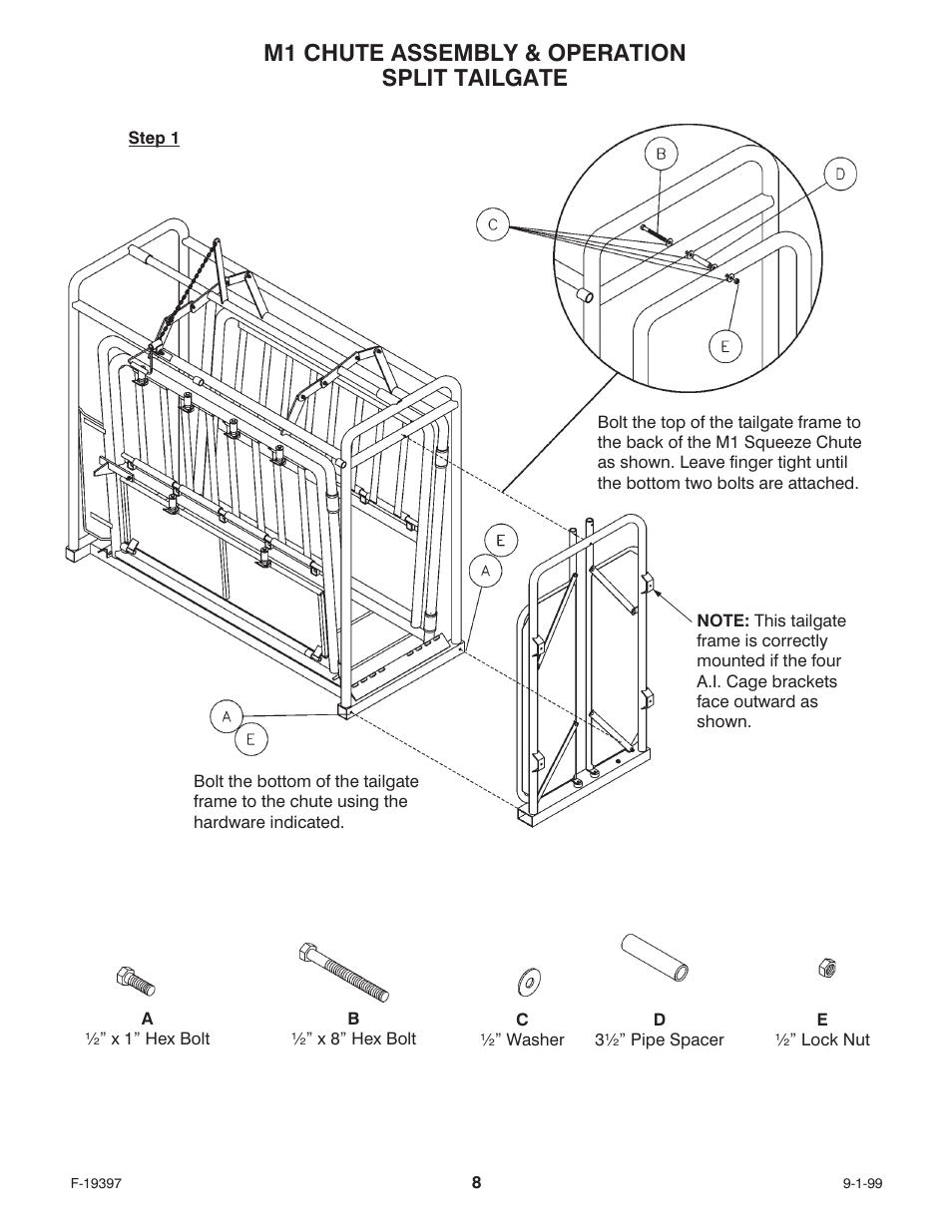 M1 chute assembly & operation split tailgate | Behlen 62175882 User Manual | Page 9 / 14