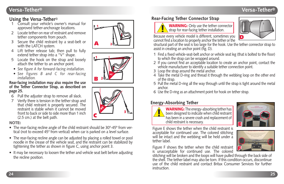 Versa-tether, Ab c | Britax Marathon User Manual | Page 14 / 21