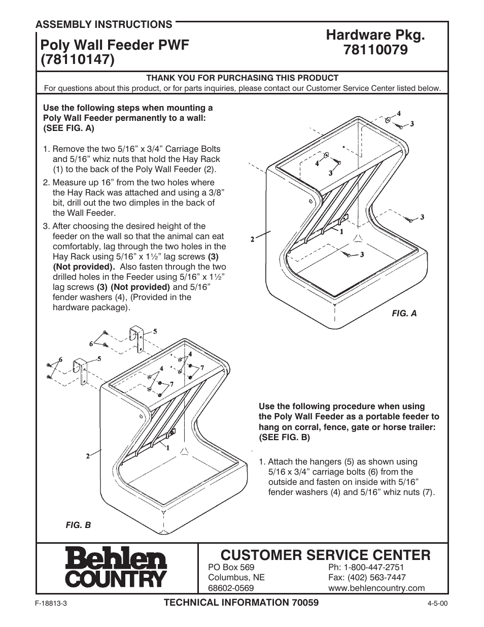 Behlen 76110148 User Manual | 1 page