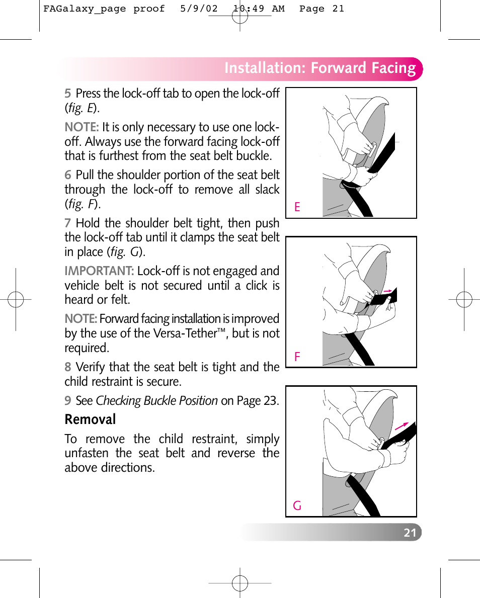 Installation: forward facing | Britax LATCHANCHOR User Manual | Page 22 / 42