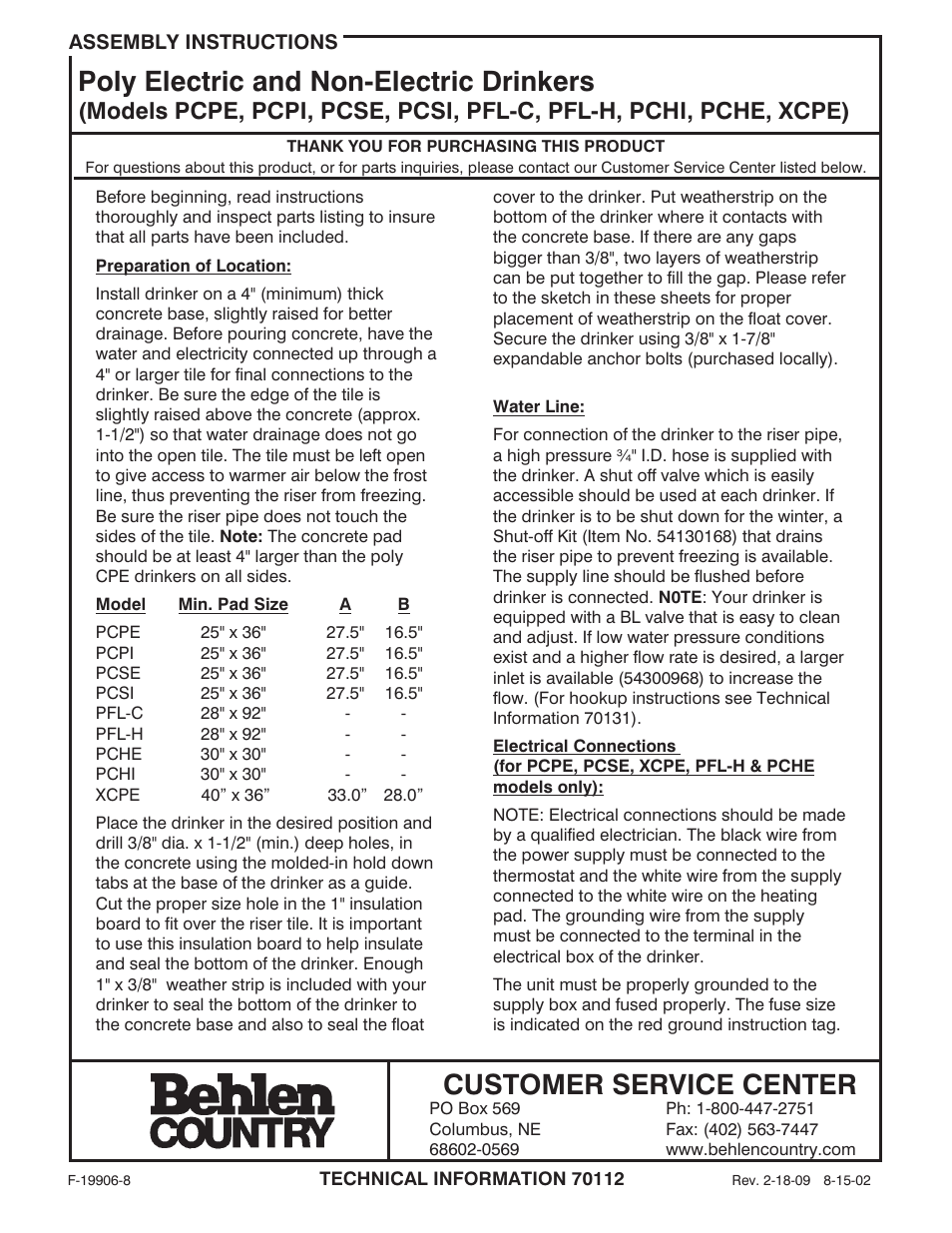 Behlen 54150068 User Manual | 6 pages