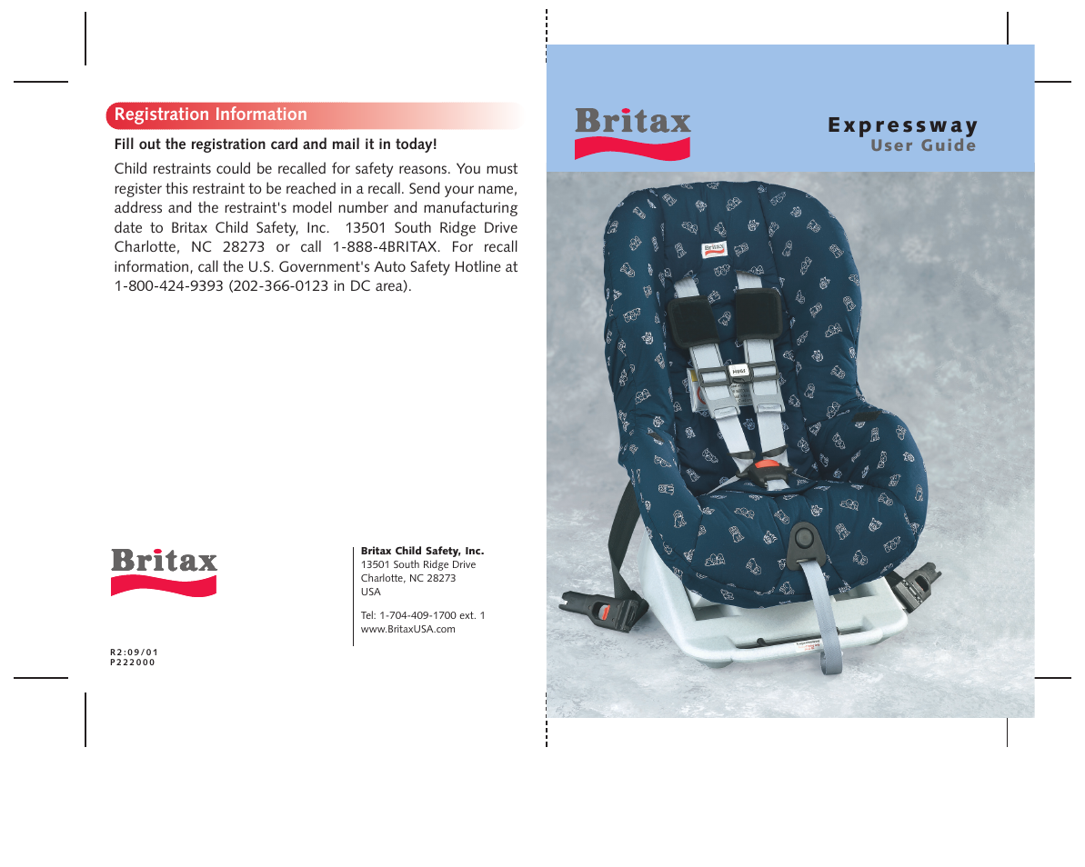 Britax P222000 User Manual | 16 pages