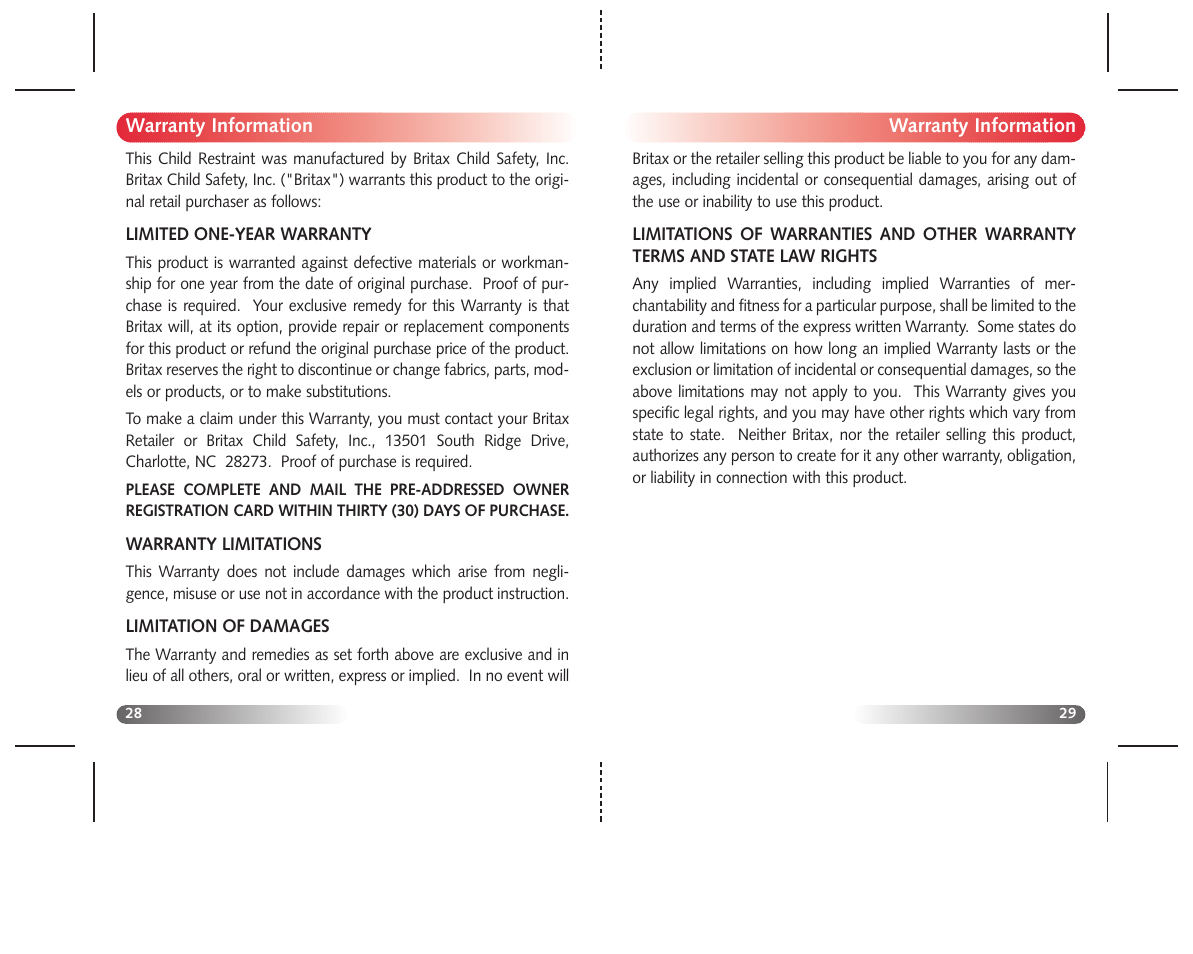 Britax P222000 User Manual | Page 16 / 16