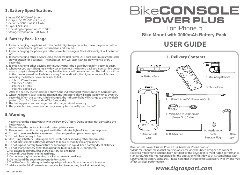 Bike2Power iPhone 5 Power Plus User Manual | 2 pages