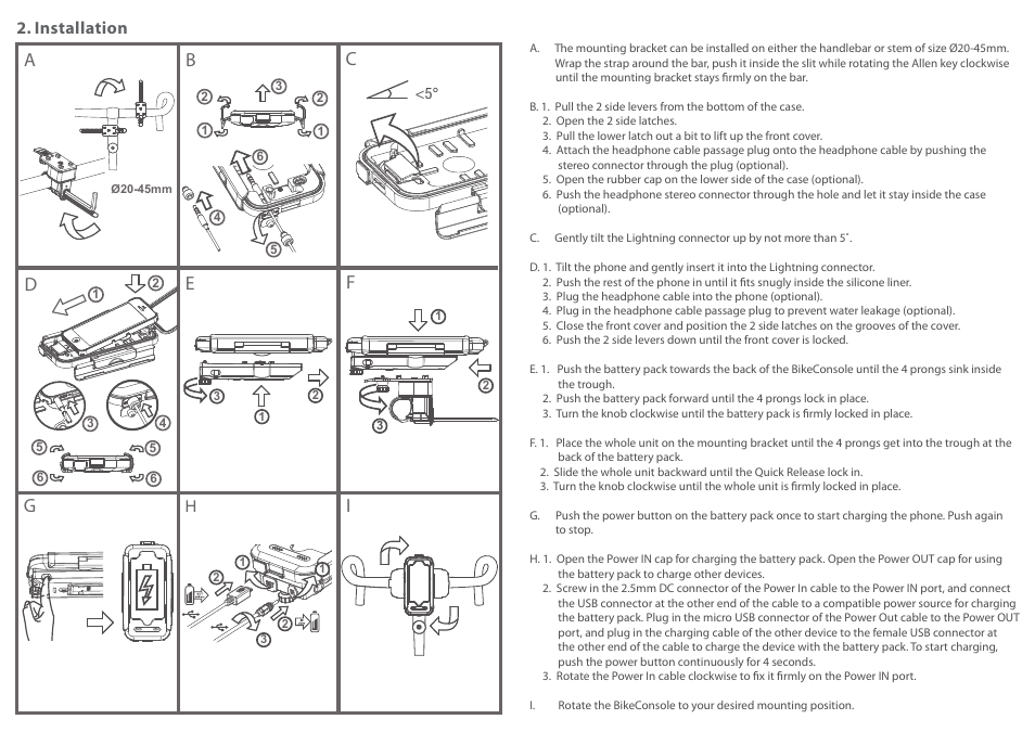 Fg i, Installation | Bike2Power iPhone 5 Power Plus User Manual | Page 2 / 2