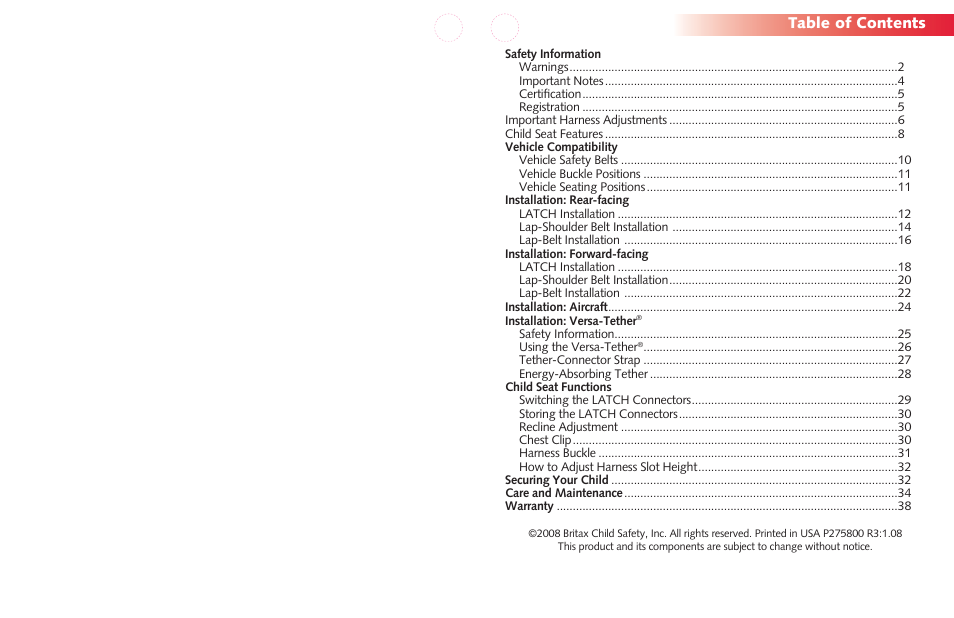 Britax Roundabout User Manual | Page 2 / 22