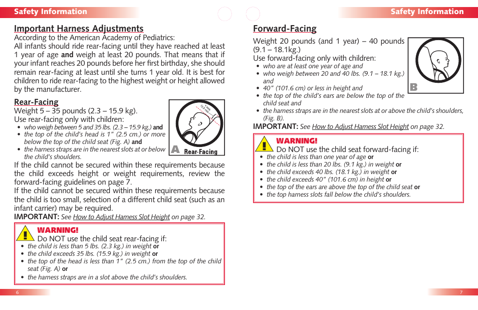 Important harness adjustments, Forward-facing | Britax Roundabout User Manual | Page 5 / 22