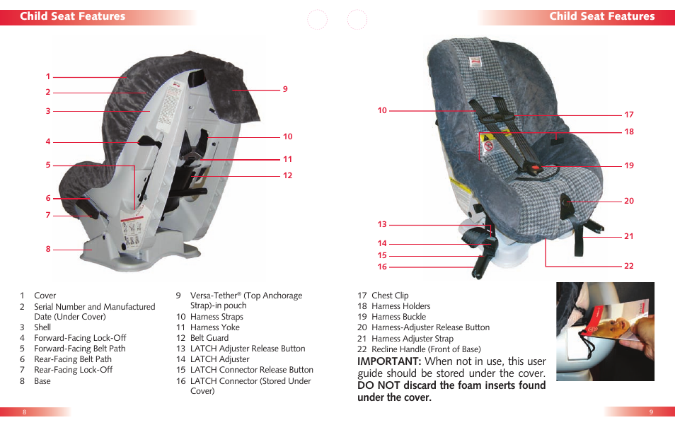 Child seat features | Britax Roundabout User Manual | Page 6 / 22