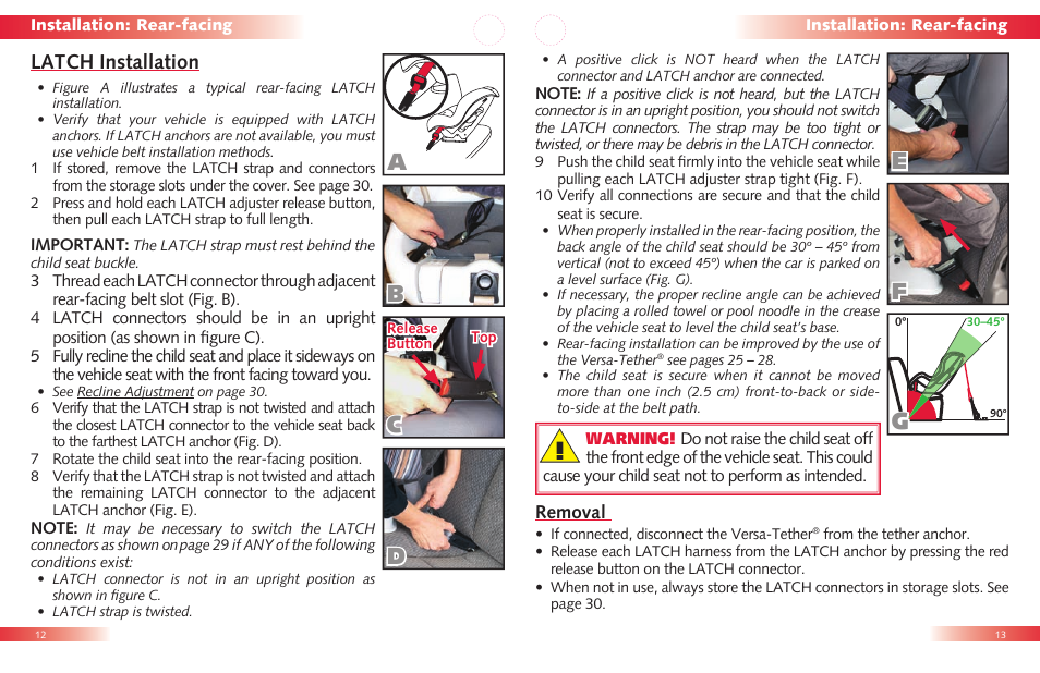 Ae b f, Latch installation | Britax Roundabout User Manual | Page 8 / 22