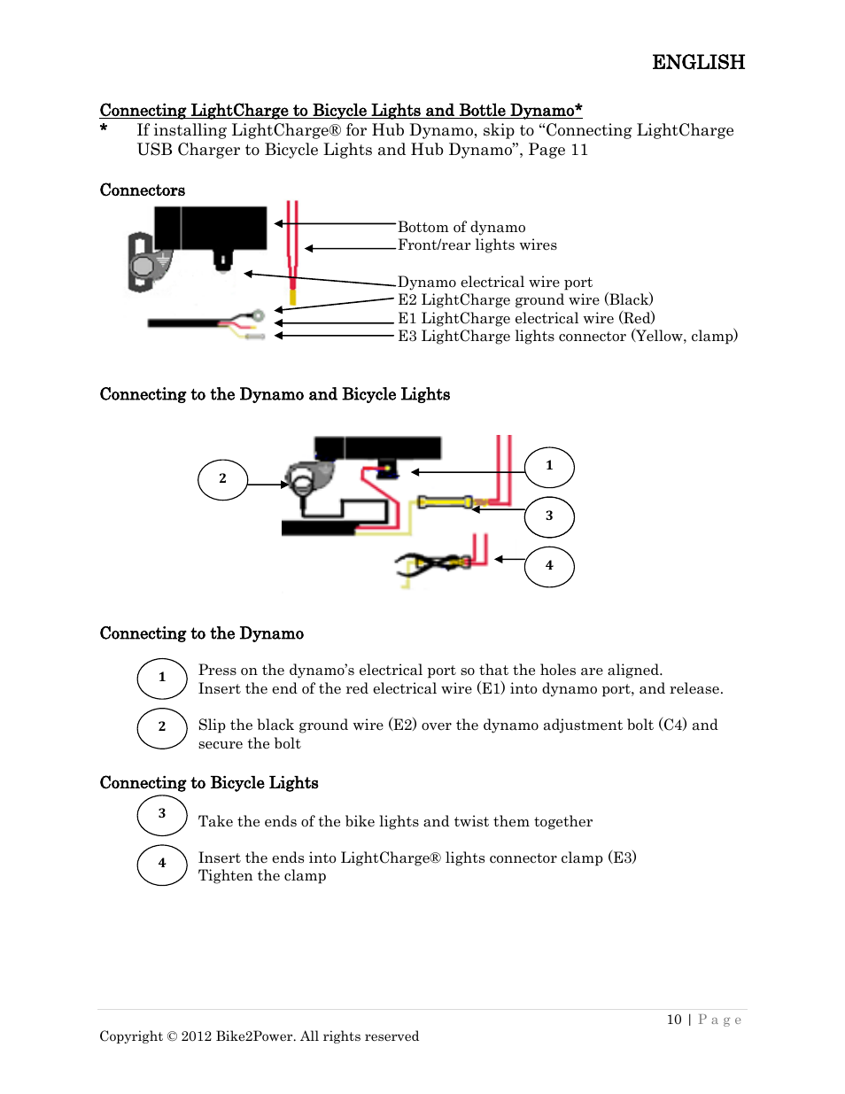 English | Bike2Power LightCharge User Manual | Page 10 / 16