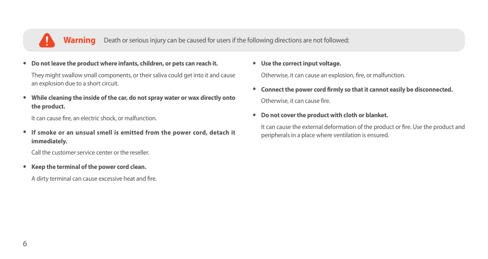 Warning | BlackVue DR750LW-2CH V.3.00 User Manual | Page 6 / 54