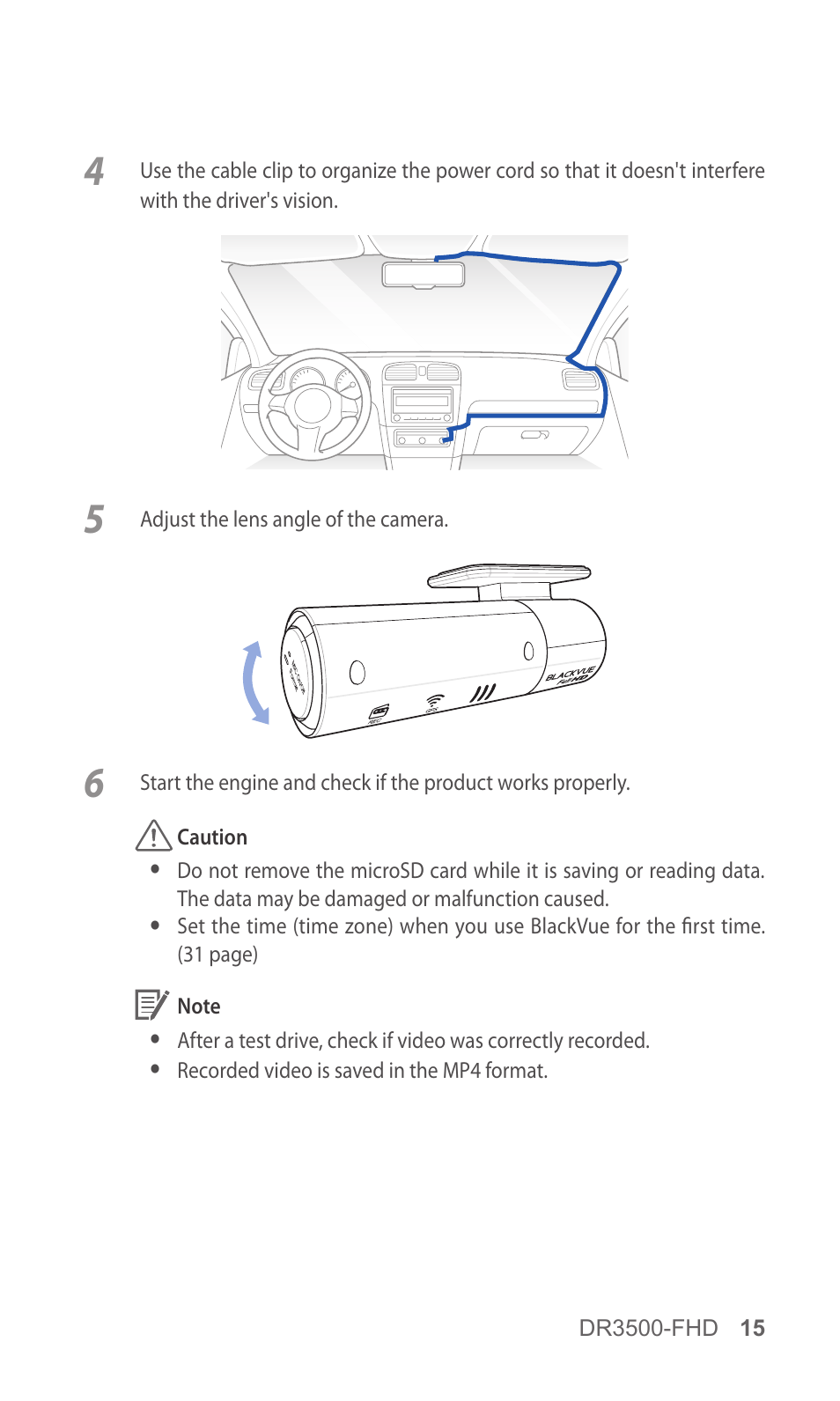 BlackVue DR3500-FHD V.1.00 User Manual | Page 15 / 42