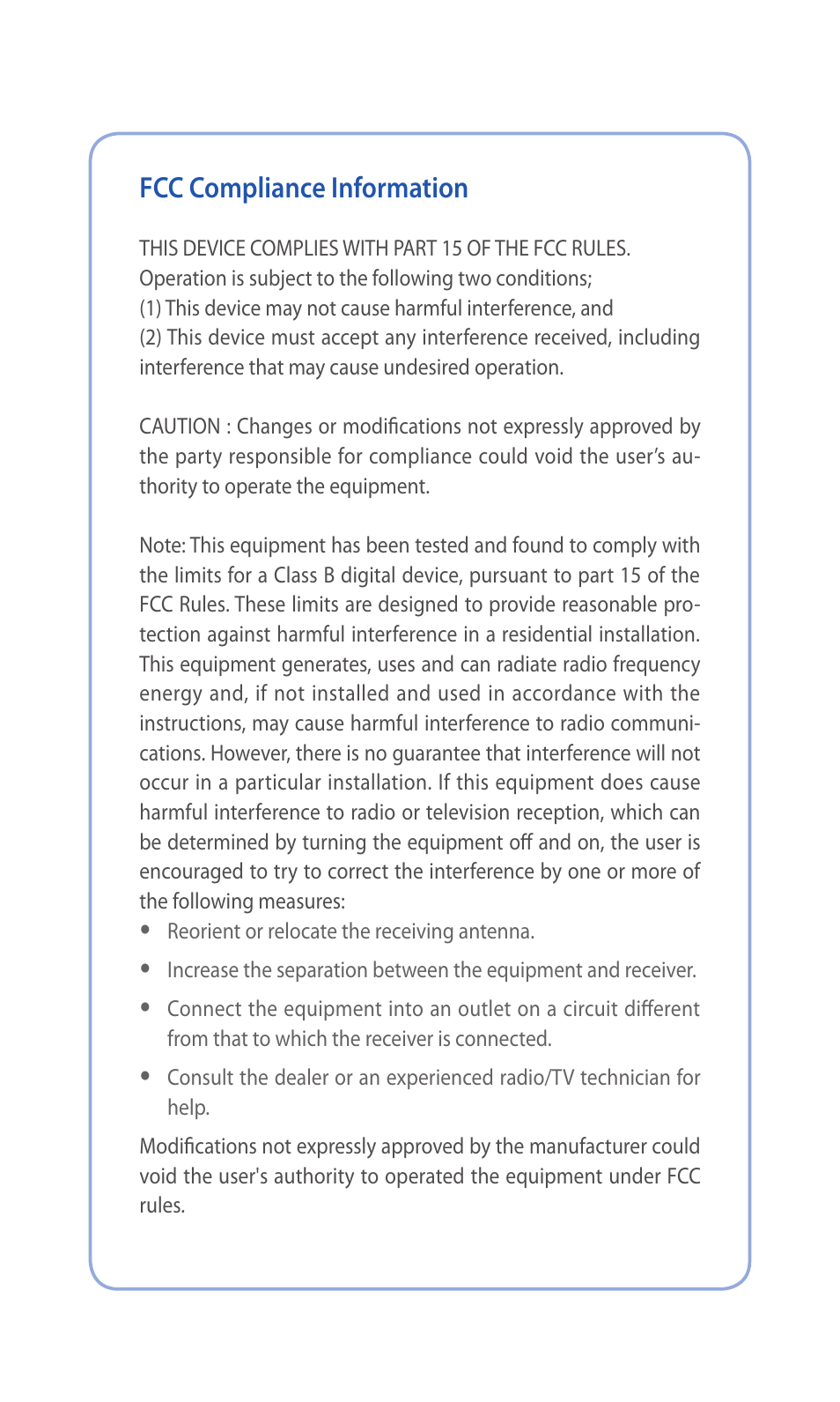 Fcc compliance information | BlackVue DR3500-FHD V.1.00 User Manual | Page 41 / 42