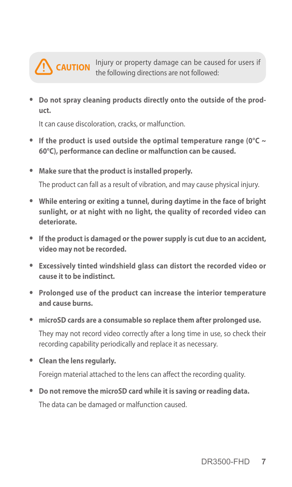 BlackVue DR3500-FHD V.1.00 User Manual | Page 7 / 42