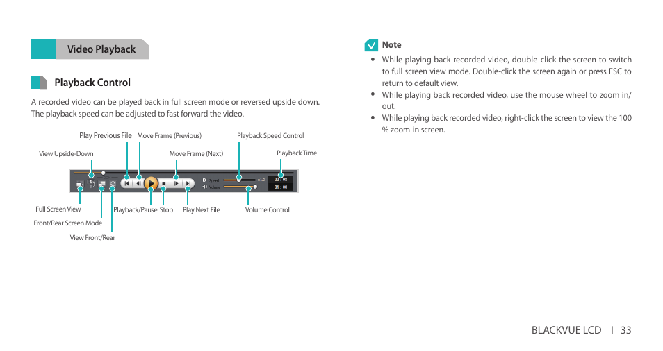 Video playback | BlackVue DR750LW-2CH V.2.01 User Manual | Page 33 / 51