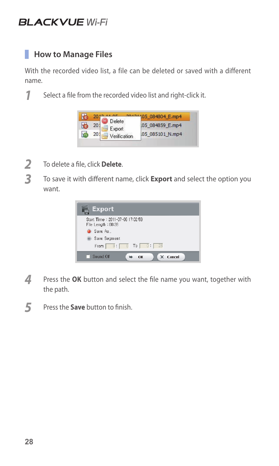 BlackVue DR600GW-HD V.1.01 User Manual | Page 28 / 47
