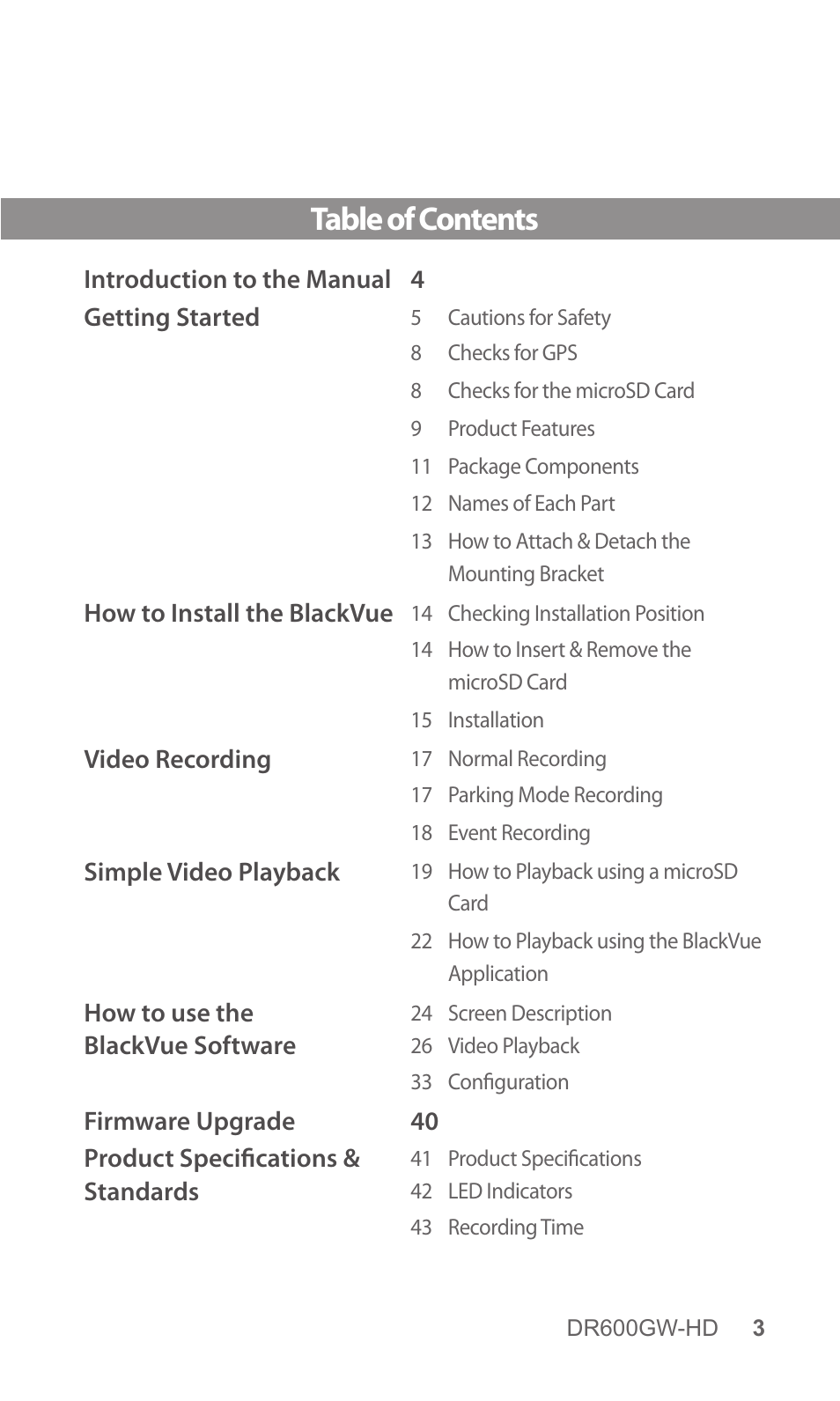 BlackVue DR600GW-HD V.1.01 User Manual | Page 3 / 47