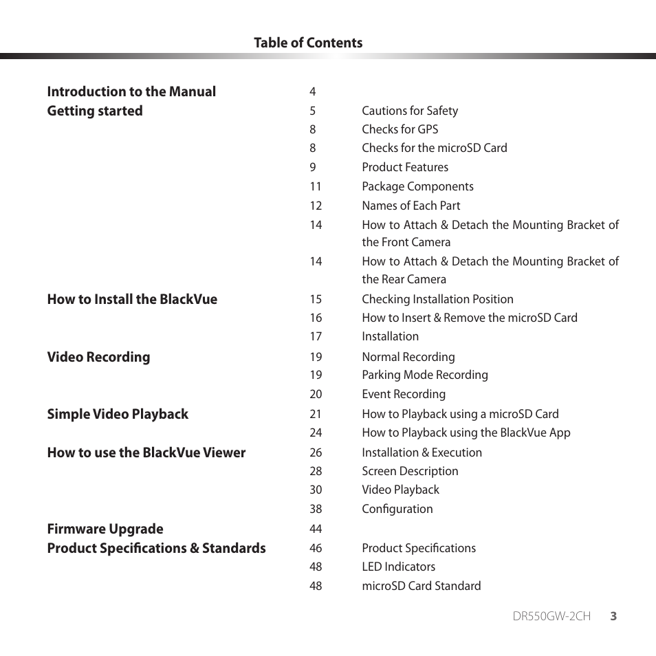 BlackVue DR550GW-2CH V.3.02 User Manual | Page 3 / 51